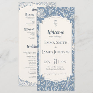 Ivory Periwinkle Wildflower Wedding Program