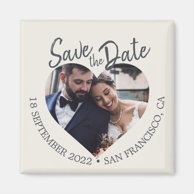 Ivory Photo Modern Script Save the Date Magnet (Framsidan)