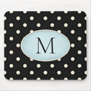 Ivory Polka dots Black & Blek Blue Monogrammed Musmatta