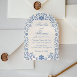 Ivory Powder Blue Whimsical Wedding Invitation Inbjudningar