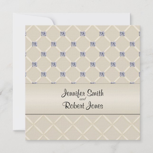 Ivory Quilted Bling Posh Wedding bjudande Inbjudningar (Framsida)
