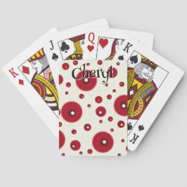 Ivory Red Dots Funky Whimsical Circle Pattern Casinokort