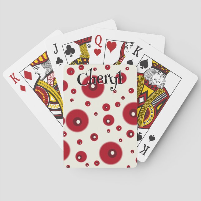 Ivory Red Dots Funky Whimsical Circle Pattern  Casinokort (Baksidan)