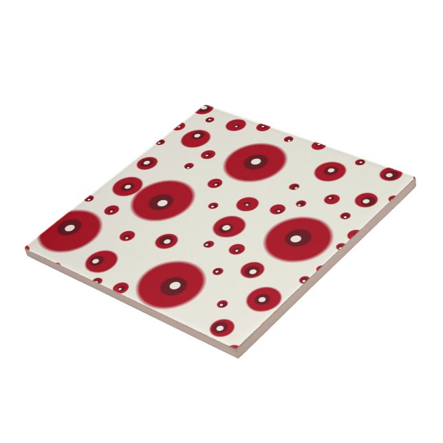 Ivory Red Dots Funky Whimsical Circle Pattern  Kakelplatta (Sidan)