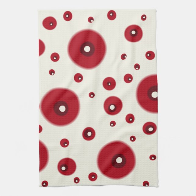 Ivory Red Dots Funky Whimsical Circle Pattern  Kökshandduk (Vertikal)