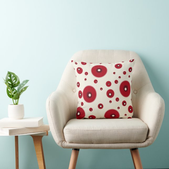 Ivory Red Dots Funky Whimsical Circle Pattern  Kudde (Stol)