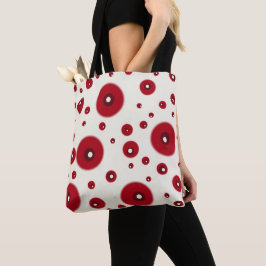 Ivory Red Dots Funky Whimsical Circle Pattern Tygkasse