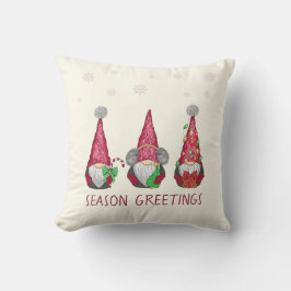 Ivory Red Watercolor Scandinavian jul Gnome Kudde