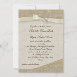 Ivory Ribbon och Burlap Bröllop Inbjudningar