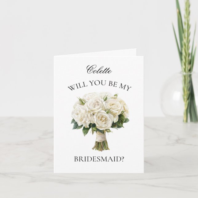 Ivory Ro Bouquet Bridesmaid Frieri Inbjudan (Framsida)