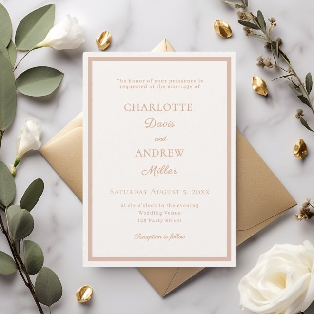 Ivory rose gold modern elegant minimalist wedding inbjudningar (Skapare uppladdad)