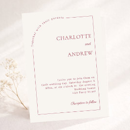 Ivory rose gold modern minimalist wedding inbjudningar