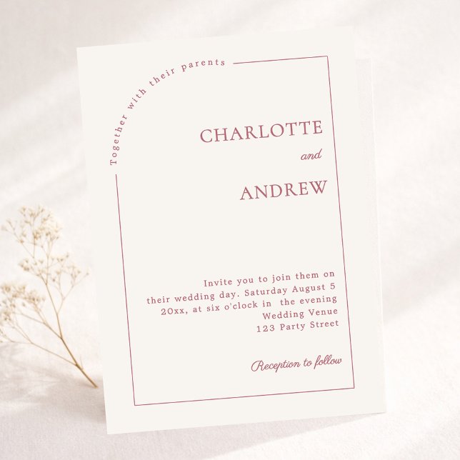 Ivory rose gold modern minimalist wedding inbjudningar (Skapare uppladdad)