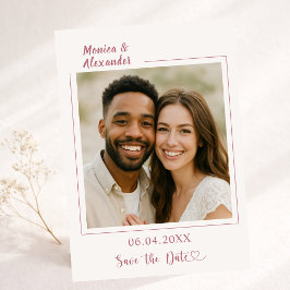 Ivory rose gold photo wedding Save the Date Flygblad