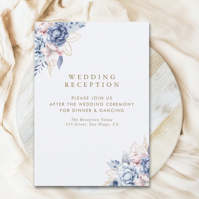 Ivory Roses & Blue Blossoms Wedding  Tilläggskort (Skapare uppladdad)