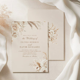 Ivory Roses & Dried Flowers Wedding Invitation Inbjudningar