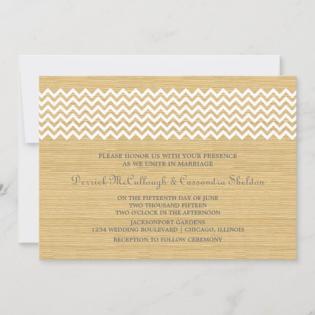 Ivory Rustic Chevron bröllopsinbjudan Inbjudningar (Framsida)