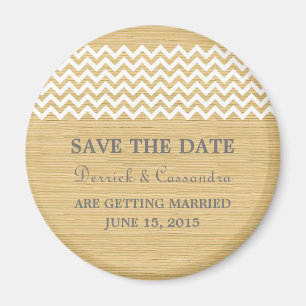Ivory Rustic Chevron Spara datum magneter