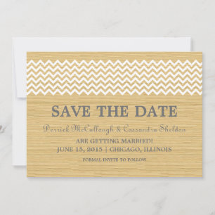Ivory Rustic Chevron Spara datumet Inbjudan