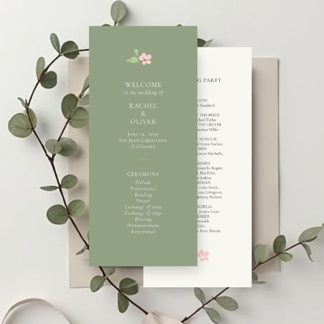 Ivory & Sage | Chic Blush Floral Wedding Program (Skapare uppladdad)