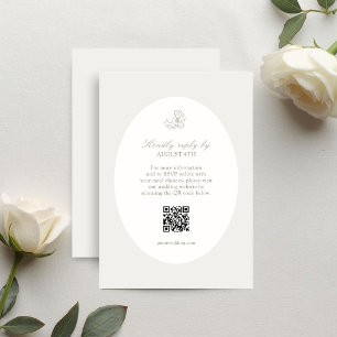 Ivory & Sand Blommig QR oval svarskort OSA Kort