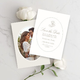 Ivory & Sand | Chic Couple Script Bröllop Spara Datumet