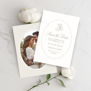 Ivory & Sand Chic Couple Script Bröllop Spara Datumet