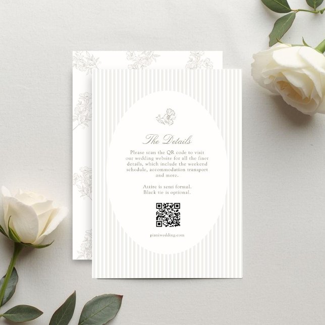 Ivory & Sand | Floral Stripe Oval Response Card OSA Kort (Skapare uppladdad)
