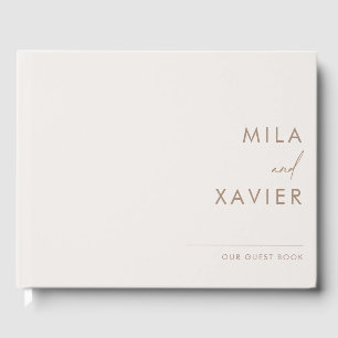 Ivory & Sand Modern Minimal Bröllop-gästbok Gästböcker