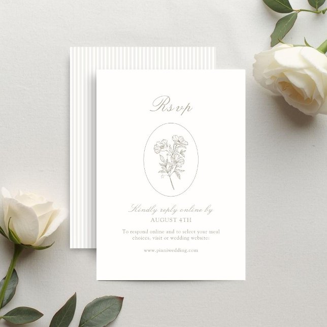 Ivory & Sand | Randiga Blommig Bröllop  OSA Kort (Skapare uppladdad)