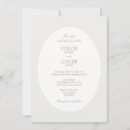 Ivory & Sand | Stripe Botanical Oval Wedding Inbjudningar