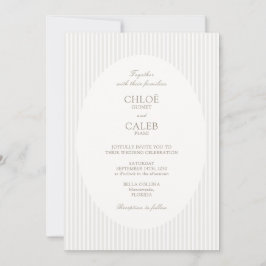 Ivory & Sand | Stripe Botanical Oval Wedding Inbjudningar
