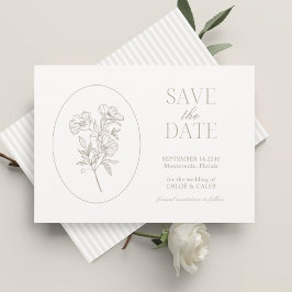 Ivory & Sand | Stripe Floral Wedding Save the Date Spara Datumet