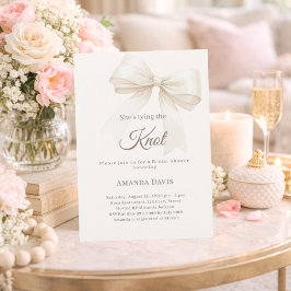 Ivory She's tying the knot bow Bridal Shower Inbjudningar
