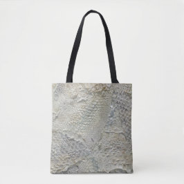 Ivory Snake Skin Tote Bag White Tygkasse