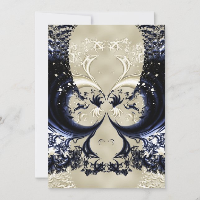 Ivory Snöre Fractal Bröllop Inbjudningar (Framsida)