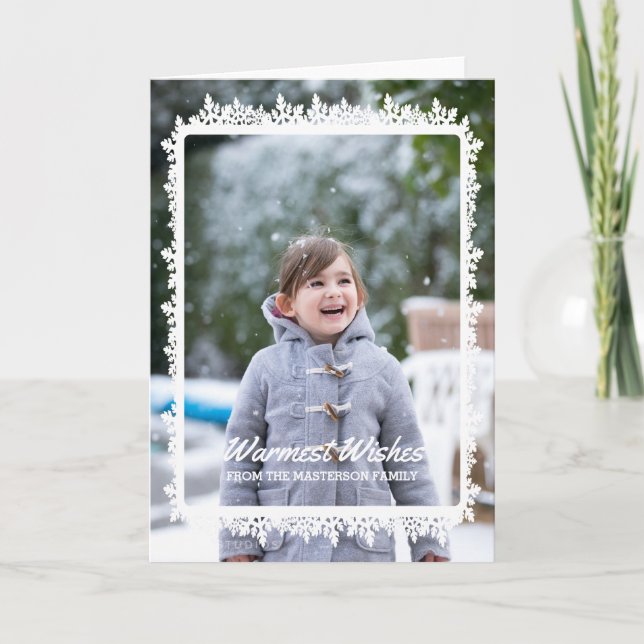 Ivory Snowflake Ram Helgdag Photo Helgkort (Framsida)