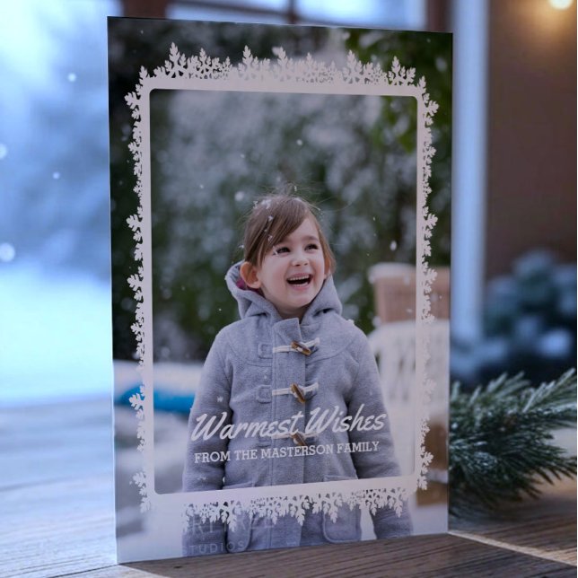 Ivory Snowflake Ram Helgdag Photo Julkort (Ivory Snowflake Frame Holiday Photo Card)