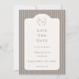 Ivory Taupe Neutral Pinstriped Wedding  Inbjudningar