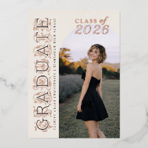 Ivory Taupe Photo Graduation Rose Gold