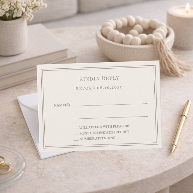 Ivory taupe wedding response RSVP Anteckningskort (Skapare uppladdad)
