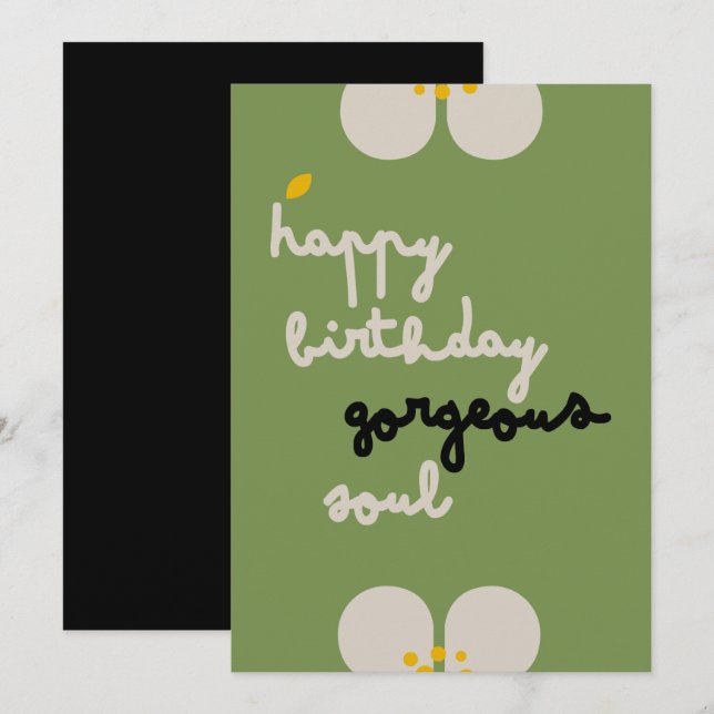 IVORY VINES - Birthday Blommigt Inbjudningskort (Fram/baksida)