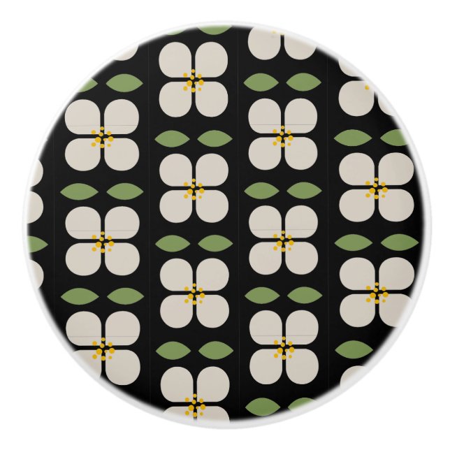 IVORY VINES - Blommigt Ceramic Knob Knopp (Framsidan)