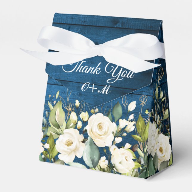 Ivory Vit ros Greenery Blommigt Gift Bröllop Fa Presentaskar (Framsidan Sidan)