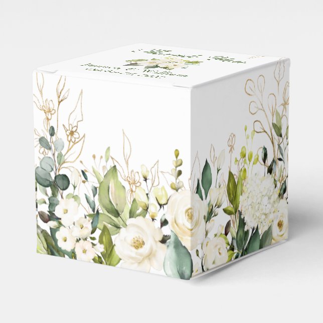 Ivory Vit ros Greenery Blommigt Gift Bröllop Presentaskar (Framsidan Sidan)