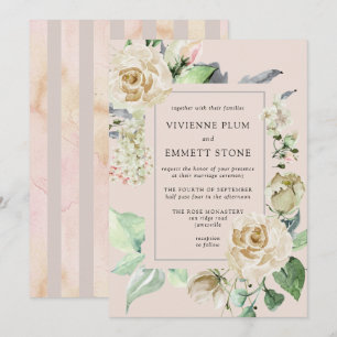 Ivory Vit ros Hydrangea Bröllop Inbjudningar