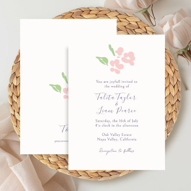 Ivory | Watercolor Blush Floral Script Wedding  Inbjudningar (Skapare uppladdad)