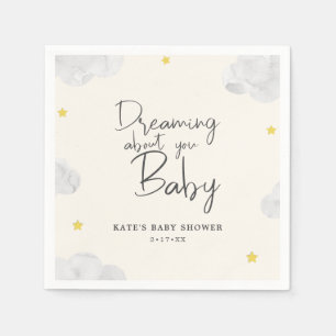 Ivory Watercolor Clouds Gender Neutral Baby Shower Pappersservett