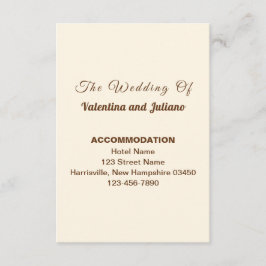 Ivory Wedding Accommodation Portrait Tilläggskort