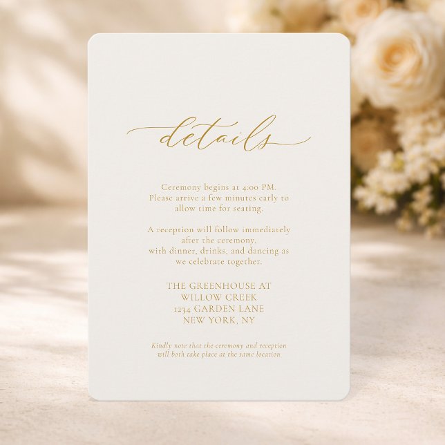 Ivory Wedding Details Card with Calligraphy Inbjudningar (Skapare uppladdad)